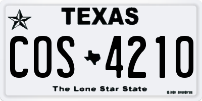 TX license plate COS4210