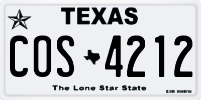 TX license plate COS4212