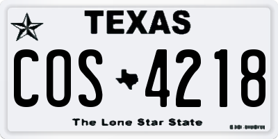 TX license plate COS4218