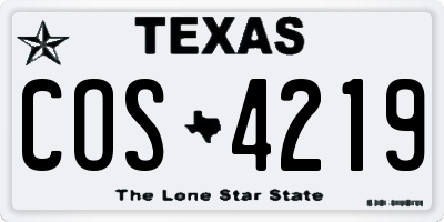 TX license plate COS4219