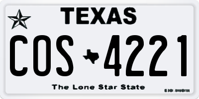 TX license plate COS4221