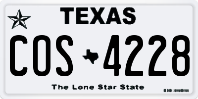 TX license plate COS4228
