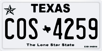 TX license plate COS4259