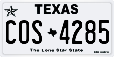 TX license plate COS4285