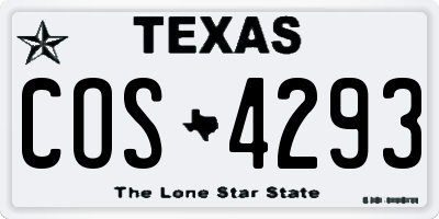 TX license plate COS4293