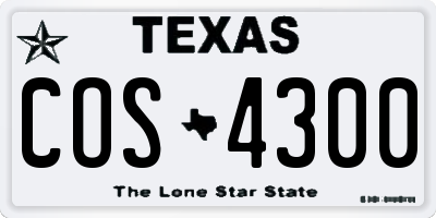TX license plate COS4300