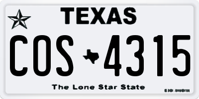 TX license plate COS4315