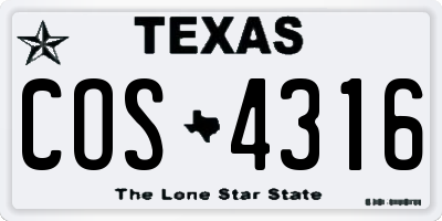 TX license plate COS4316