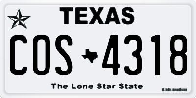 TX license plate COS4318