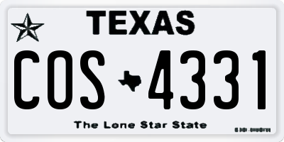 TX license plate COS4331