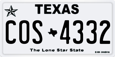 TX license plate COS4332
