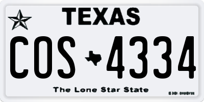 TX license plate COS4334