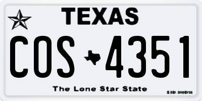 TX license plate COS4351