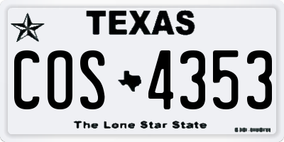 TX license plate COS4353