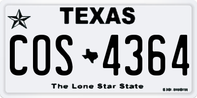 TX license plate COS4364