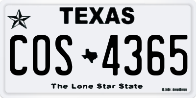 TX license plate COS4365