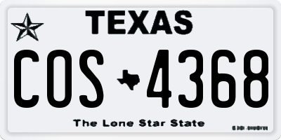 TX license plate COS4368