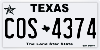 TX license plate COS4374