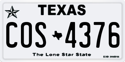 TX license plate COS4376