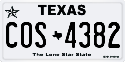 TX license plate COS4382
