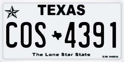 TX license plate COS4391