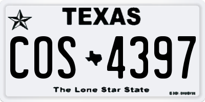 TX license plate COS4397