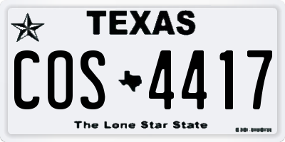 TX license plate COS4417