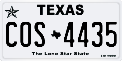 TX license plate COS4435