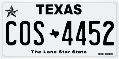 TX license plate COS4452