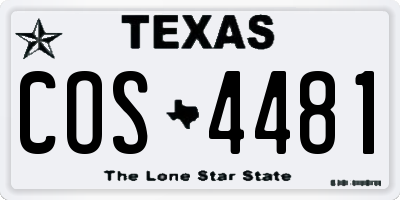 TX license plate COS4481