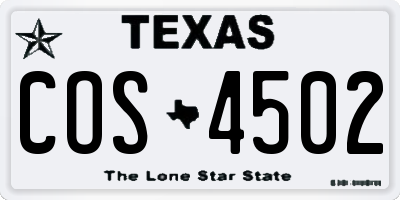 TX license plate COS4502