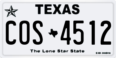 TX license plate COS4512