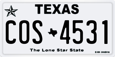 TX license plate COS4531