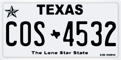 TX license plate COS4532