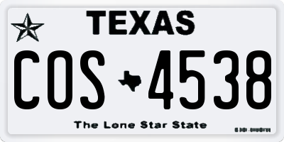 TX license plate COS4538