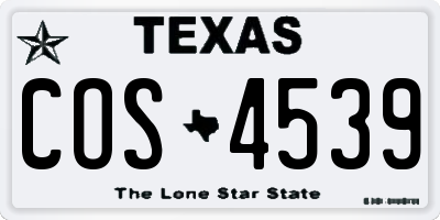 TX license plate COS4539