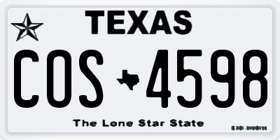 TX license plate COS4598
