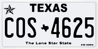 TX license plate COS4625