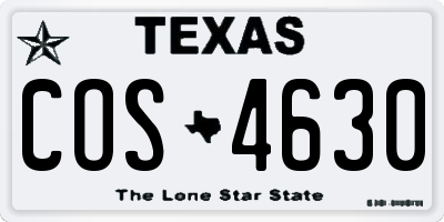 TX license plate COS4630