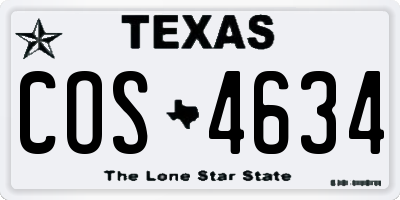 TX license plate COS4634