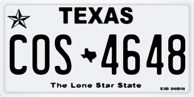 TX license plate COS4648