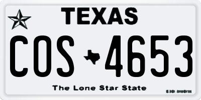 TX license plate COS4653