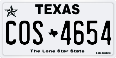 TX license plate COS4654