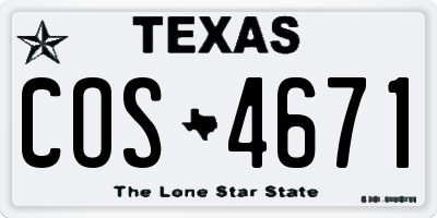 TX license plate COS4671