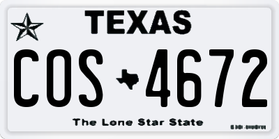 TX license plate COS4672