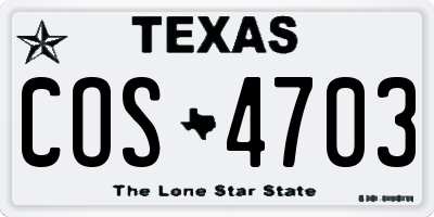 TX license plate COS4703