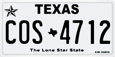 TX license plate COS4712