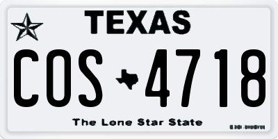 TX license plate COS4718