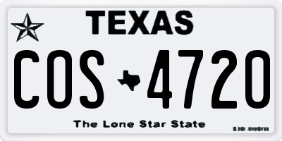 TX license plate COS4720