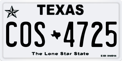 TX license plate COS4725